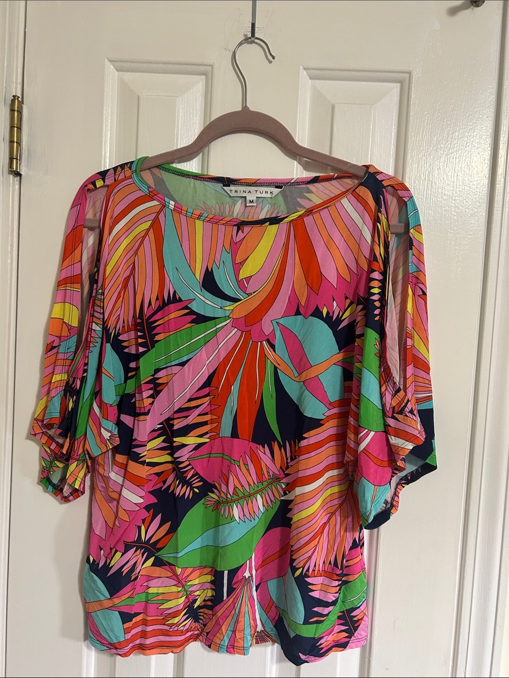 Trina Turk Multicolor Tropical Print Women's Blouse, Sz Medium